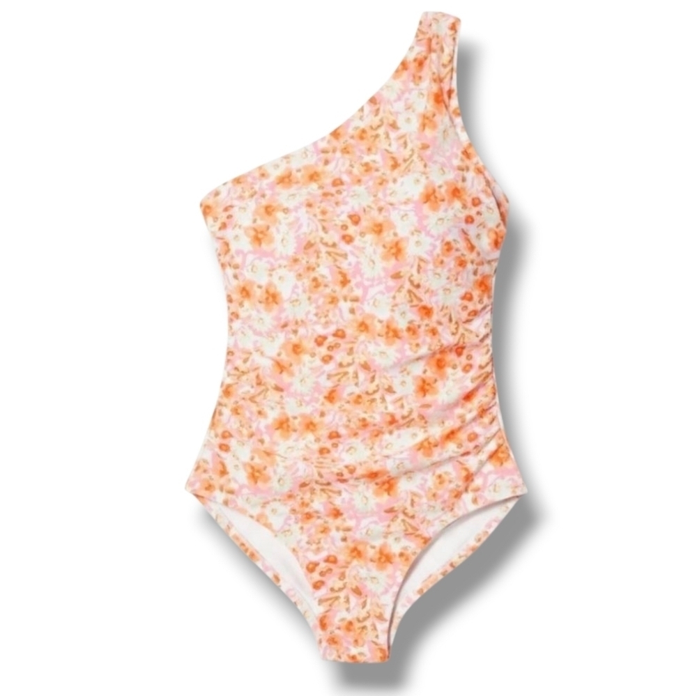 Kona Sol Plus Size One-Shoulder Floral Swimsuit – 16W, New